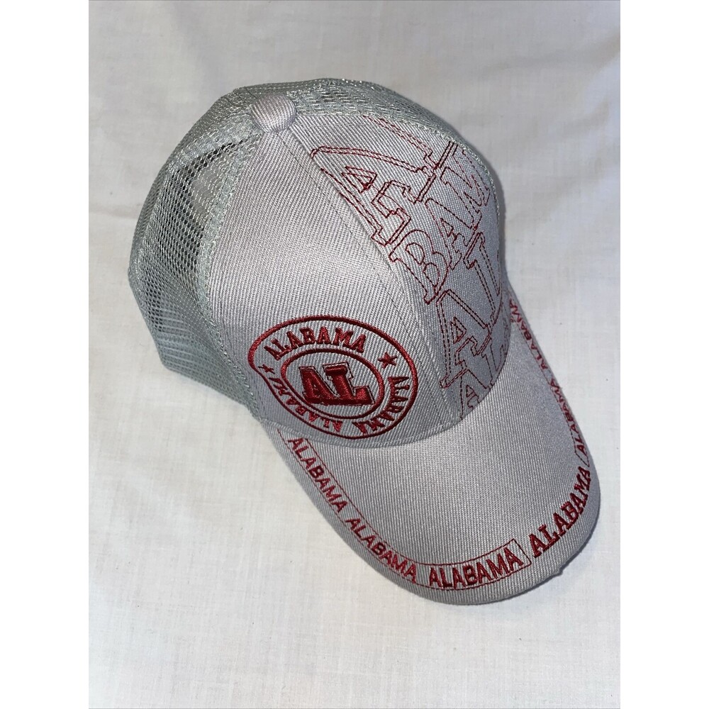 Unbranded Alabama Baseball Cap Unisex One Size Gray Red Adjustable Mesh Back